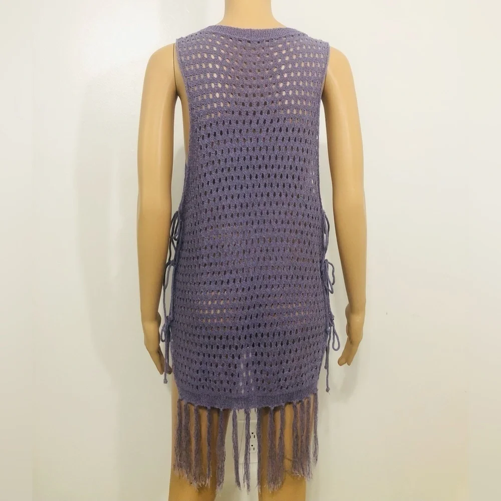 Woven Purple Swimsuit Bathing suit Mesh Cover Up One Size